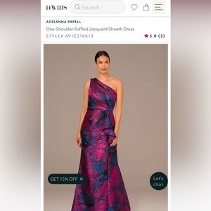 Adrianna Papell One-Shoulder Dress in Fuchsia and Navy